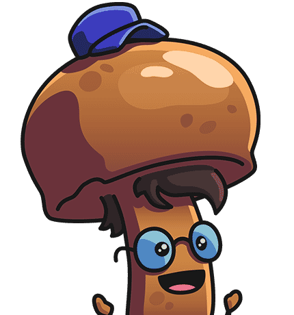 Mushroom character with staff